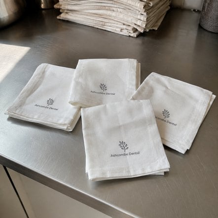 Branded linen napkins with logo