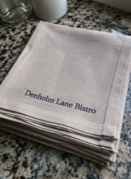 Custom linen napkins — customer photo