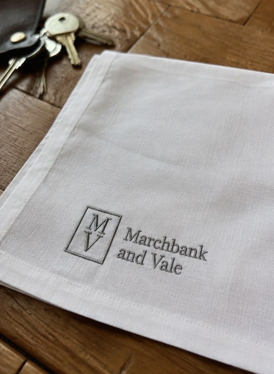 Personalized linen napkins — customer photo